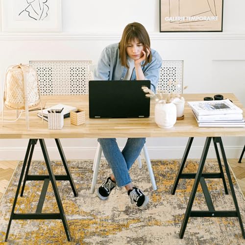 Office Chair Mat for Hardwood Floor, 48"x36" Easy Glide Computer Chair Mat Protector for Rolling Chair Under Desk Rug Nonslip Backing, Machine Wash - color: Glod Abstraction, size: 36"x48"