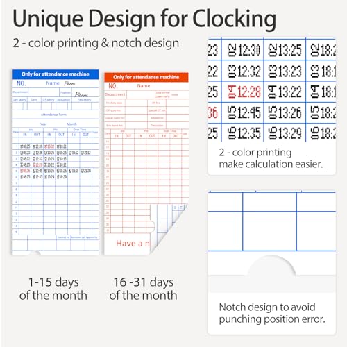 Time Clocks for Employees Small Business, Auto-Align Time Clock, 6 Punches per Day Time Machine | Clock in Machine for Employees with 100 Time Cards, 2 Ink Ribbons(1 Inside) and 1 Rack - color: Gray