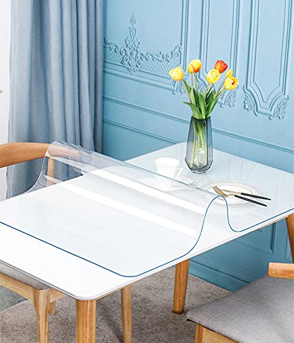 20X36 Inch New Clear Coffee Dining Table Protector Plastic PVC Tablecloths for End Side Sofa Buffet Table Top Topper Heat Resistant Easy Clean Vinyl Rectanglar Refrigerator Top Protector - color: Rectangle New Clear 1.5mm, size: 36" x 20"