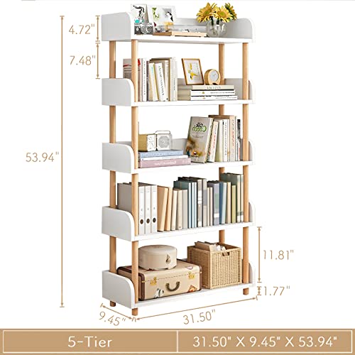 OSCHF 5-Tier Wooden Open Bookcase, Warm White - color: Warm White, size: 5-tier