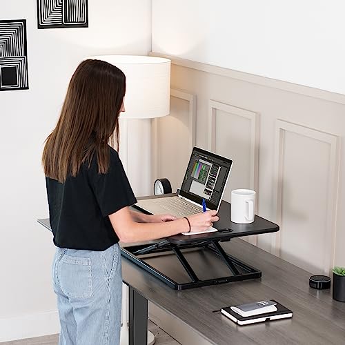 VIVO 26 in Single Top Standing Desk Converter, Ultra-Slim Desk Riser - color: Black, size: 26"
