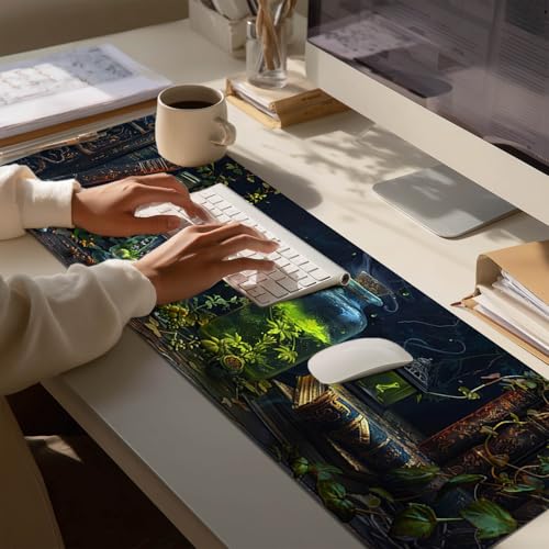 HOMETITUTE Large Mouse Pad 31.5x11.8 Inch Gaming Mousepad Alchemy Botanical Fantasy Art Non-Slip Keyboard Desktop Protector Mat XL Mouse Pad for Home Office Laptop Wireless Mice Accessories - color: Alchemy Botanical Fantasy Art