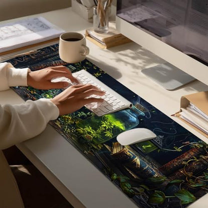 HOMETITUTE Large Mouse Pad 31.5x11.8 Inch Gaming Mousepad Alchemy Botanical Fantasy Art Non-Slip Keyboard Desktop Protector Mat XL Mouse Pad for Home Office Laptop Wireless Mice Accessories - color: Alchemy Botanical Fantasy Art