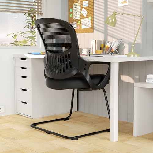 DUMOS Office Desk Chair with Sled Base, Ergonomic Executive Mesh Computer Chairs with Lumbar Support for Home Conference Room Bedroom Waiting Reception Guest Student | Ergonomic Executive Mesh, Sled Base, Conference Bedroom, Waiting Reception, Guest, 1PCS