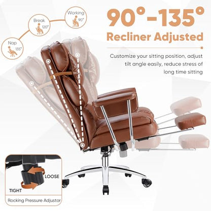 Sweetcrispy Executive Home Office Chair, Ergonomic Desk Chair - color: Brown