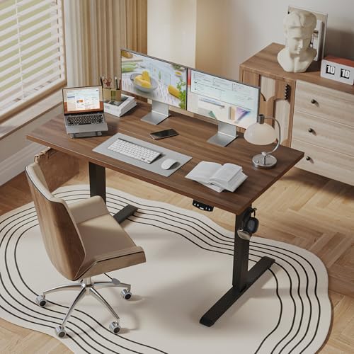 Agilestic Electric Height Adjustable Standing Desk, 48 Inch, Dark Walnut | Smooth Height Adjustment, Memory Presets, Hooks, Stable Steel Frame,154 lbs Capacity, Easy Assembly, Splice Board - color: Dark Walnut, size: 48 x 24 Inch