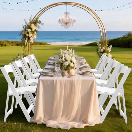 Nazhura Garden and Patio Folding Chair for Events and Wedding, Lightweight with Padded Seat, Water-Proof, Double Braced Frame, Non-Slip Feet, 350LB Capacity - color: White