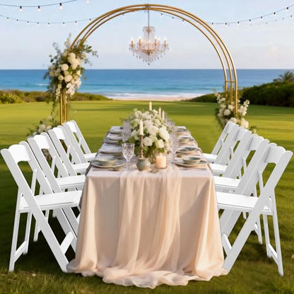 Nazhura Garden and Patio Folding Chair for Events and Wedding, Lightweight with Padded Seat, Water-Proof, Double Braced Frame, Non-Slip Feet, 350LB Capacity - color: White
