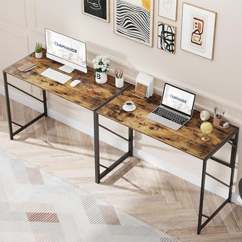 Elephance Folding Desk Writing Computer Desk for Home Office No-Assembly - color: Rustic Brown, size: 31.5 Inch