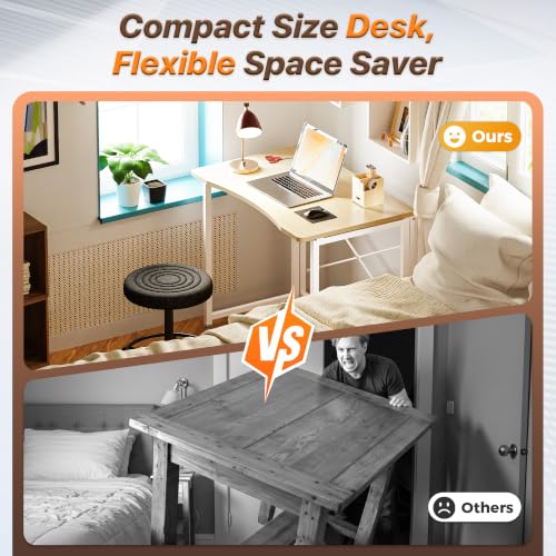 Huuger Folding Desk for Small Spaces, 31.5 Inch Foldable Computer Table - color: Oak, size: 18.9"D X 31.5"W