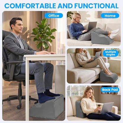 Foot Rest for Under Desk with Massage Dots, 3-Tier Foot Stool, Grey | High-Density Foam Footrest, Washable Cover, Ergonomic Leg Elevation, for Home Office Gaming Chair & Sofa, Supports Posture - color: Dark Grey