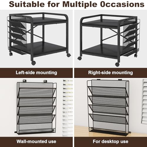 24"x20" Printer Stand with Hanging File Holder & Wheels, Black - color: Black, size: Extra Large