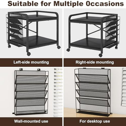 24"x20" Printer Stand with Hanging File Holder & Wheels, Black - color: Black, size: Extra Large