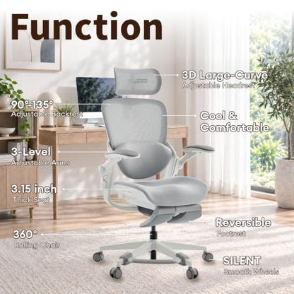 MUSSO E80 Muse Petite Ergonomic Office Chair for Women & Small Frames Grey - color: Grey