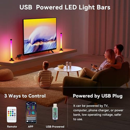 NBBUFF IC+RGBW USB Powered Led Light Bar with App & Remote Control, 2 Pack - size: 13 inches