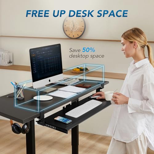 Keyboard Tray Under Desk Pull Out with 3 Height Adjustable Extra Sturdy C Clamp Mount System, 32.8 (38 inch Including Clamps) x 12 Inch Slide-Out Platform Computer Drawer for Typing - color: Black, size: 38"x 12”Keyboard Tray