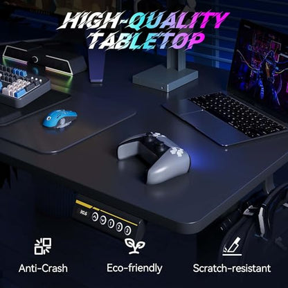 55 x 24 Inch Electric Standing Desk, 3 Memory Presets, Black - color: Black, size: 55*24