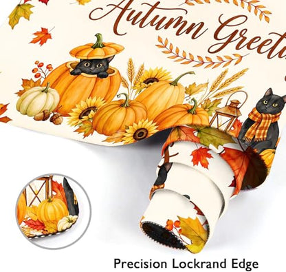 Large Mouse Pad, Mouse Pad, 31.5 x 15.7 Inch, Fall Pumpkin Cat | Autumn Leaves Non-Slip Desk Pad Keyboard and Mouse Desk Mat for Gamer, Office & Home - color: Pumpkin Cat Lantern