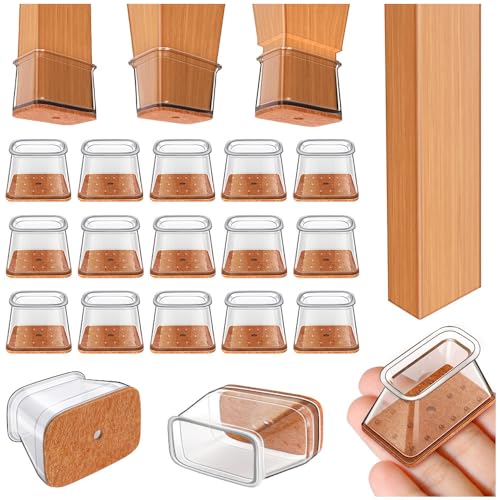 24Pcs Chair Leg Floor Protectors, Felt Furniture Caps for Hardwood Floors - color: Clear-24, size: Rectangle-L