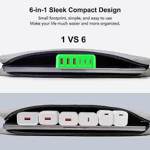 USB Fast Charger Block 50% Smaller 100W Max 6-Port GaN USB Charging Station - color: E-Green, size: 100W