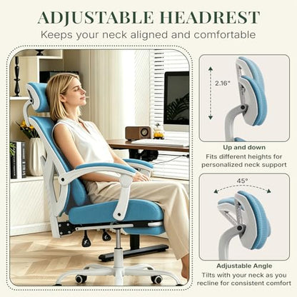 Ergonomic Office Chair with Footrest, Computer Gaming Chair