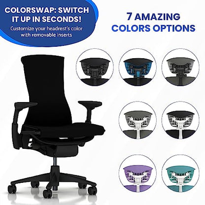 OFFICE LOGIX SHOP Embody Headrest Compatible with Herman Miller Embody Chair (Black Rythem Fabric/Gaphite Frame) - color: Black Rythem Fabric/Gaphite Frame