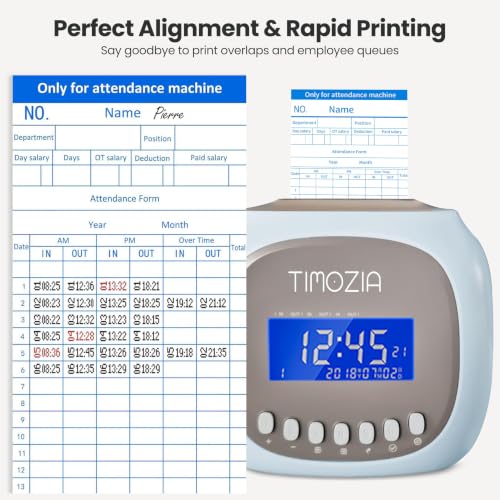 Time Clocks for Employees Small Business, Auto-Align Time Clock, 6 Punches per Day Time Machine | Clock in Machine for Employees with 100 Time Cards, 2 Ink Ribbons