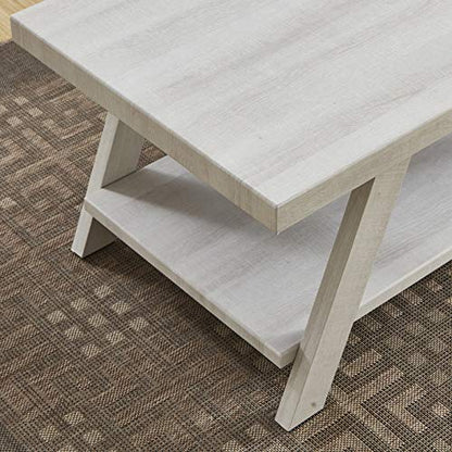 Roundhill Furniture Athens Contemporary Wood Shelf End Table, White - color: White