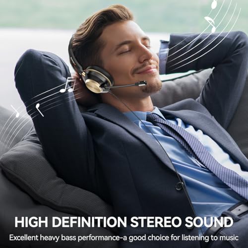 Wantek USB Computer Headset with Clear Chat Microphone, Lightweight On Ear Wired Headset for MS Teams,Skype,Webinars,Call Center and More