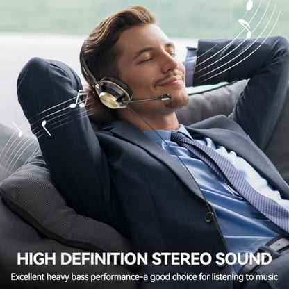 Wantek USB Computer Headset with Clear Chat Microphone, Lightweight On Ear Wired Headset for MS Teams,Skype,Webinars,Call Center and More