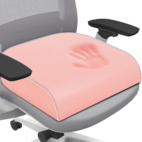 SweetSlubr Seat Cushion for Tailbone Pain Relief, Office Chair Cushion, Memory Foam Large Chair Pad with Non-Slip Cover for Soft Support at Office Chair, Car Seat, Airplane Pink/X-Large - color: Pink, size: X-Large