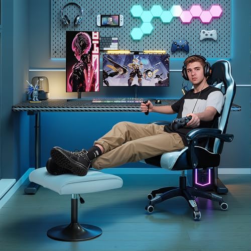 VECELO Foot Rest Under Desk Ottoman, PU Height Adjustable Footrest with Comfort Padding, Leg Rest for Desk for Relieving Leg Pain, Stiffness, and etc, White - color: White
