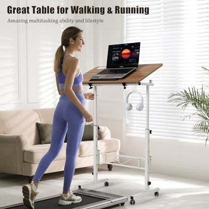 Hadulcet Small Standing Desk with Tiltable Desktop, Height Adjustable - color: Oak, size: 31.5" with Charging