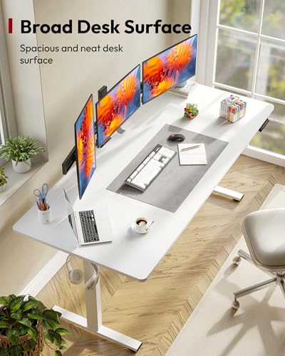 SANODESK 71''x32'' Large Electric Computer Height Adjustable Standing Desk - color: White Frame+white Top, size: 71x32"