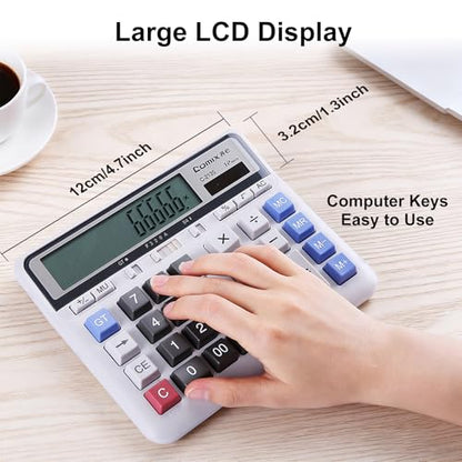 Comix Desktop Calculator, 12 Digits Large Button Desk Calculator, White