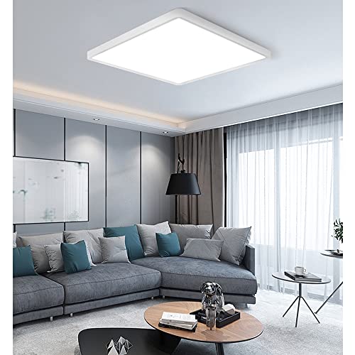 LED Flush Mount Ceiling Light Fixture, 5000K Daylight White, 12inch 24W, 3200LM, Slim Flat Panel Lighting Fixture, Square Modern Ceiling Lamp for Bedroom, Kitchen, Living Room, Closet, Stairwell - color: Daylight White, size: Square-White