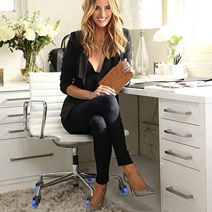 8T8 Upgraded Chair Caster Wheels 2'', Quiet and Smooth Gliding,Heavy Duty Wheels with Plug-in Stem 11X22 (7/16''X7/8''), Safe for Hardwood Carpet Tile Floors, Set of 5 (Blue, 2 inch) - color: Blue