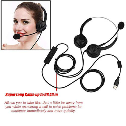 USB Headset, Call Center Headset with Microphone, Mute Function and Noise Cancelling Function.Business Headset for Skype, Webinar, Call Center, Telephone Counseling Services