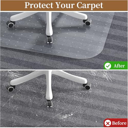 Office Chair Mat for Carpet, 55" X 36" X 0.09" Carpet Chair Mats, Clear and Thick Rolling Computer Chair Mat with Non-Slip Studded for Home and Office Low Pile Carpets - size: 55" X 36" Carpet