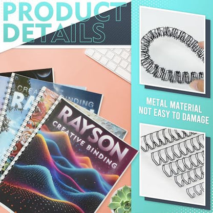 Rayson Wire Binding Spines, 2:1 Pitch, 21-Loop Black, Mixed Sizes, 100 Pack | Includes 3/8", 7/16", 1/2", 9/16" and 5/8" sizes; black 2:1 pitch wires for compatible wire binders. - size: Multi-Size 3/8", 7/16", 1/2", 9/16", 5/8"