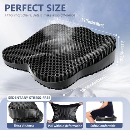 Enlarged19.7in Gel Seat Cushion Pressure Relief Cushion for Long Sitting - color: Black, size: XX-Large(19.7"*16.1"*3.5")