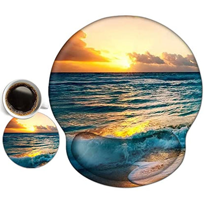 ToLuLu Mouse Pad Wrist Rest Support Gel, Ergonomic Mouse Pads with Non Slip PU Base, Mouse Wrist Rest Pad for Laptop Computer Home Office Working Gaming Pain Relief, Sunset& Beach - color: Sunset Beach
