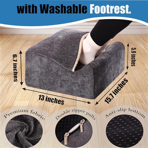Keep Warm Foot Stool Foot Rest for Under Desk At Work | Office Footrest with Warm Feet Pocket,Ergonomic Under Deskfoot stool Stool for Office Chair & Back &Pain Relief, Dark gray+ - color: Dark Gray+