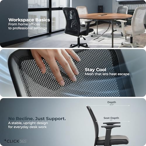 Click365 Ergonomic Office Chair with Lumbar Support, Mid-Back Mesh Chair - color: M110/Sleek Black