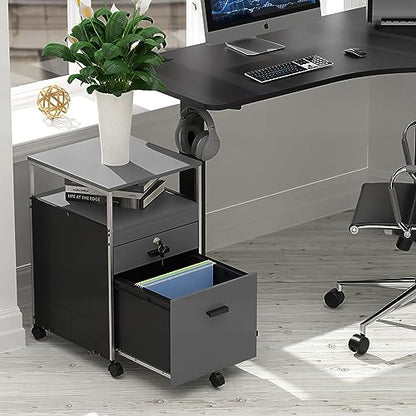 SHW Box File Rolling Mobile Cabinet with Lockable Drawer, Gray - color: Grey