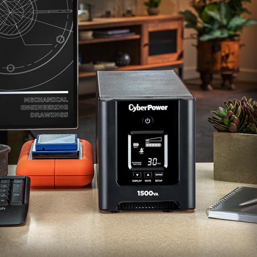 CyberPower OR1500PFCLCD PFC Sinewave UPS System, 1500VA/1050W, 8 Outlets, AVR, Mini-Tower - size: 1500VA