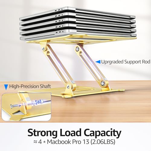 Urmust Adjustable Laptop Stand for Desk, 10-15.6“ Laptop Riser, Gold - color: D-Gold