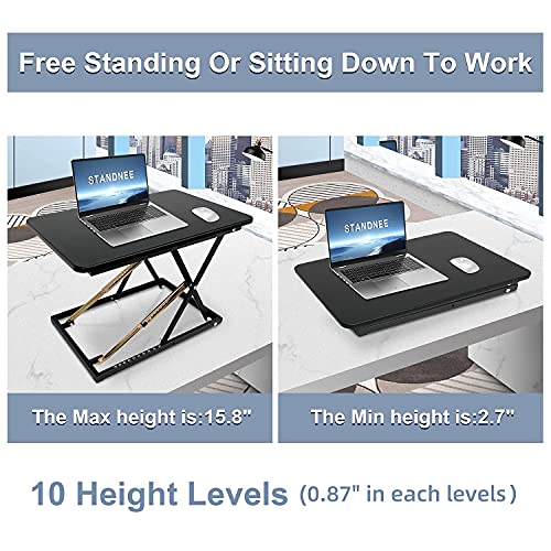 Standing Desk Converter Height Adjustable Stand Up Desk Riser - Supports 300 lbs, Fully Assembled Monitor/Laptop Riser Workstation, Black. - color: Black-24in