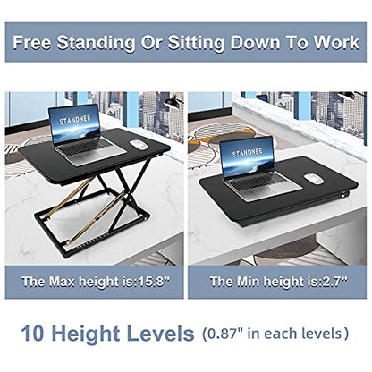 Standing Desk Converter Height Adjustable Stand Up Desk Riser - Supports 300 lbs, Fully Assembled Monitor/Laptop Riser Workstation, Black. - color: Black-24in