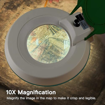 10X Magnifying Glass with Light and Stand,LED Dimmable Lighted Desk Lamp with Clamp,Magnifier Hands Free-Adjustable Stainless Steel Bracket,for Crafts Hobbies Reading Painting Sewing Close Work - style: Minimalist